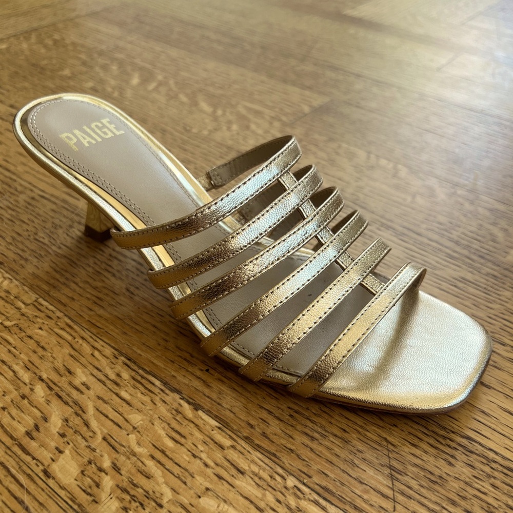 Paige Light Gold Mari Slide Kitten Heel Sandals